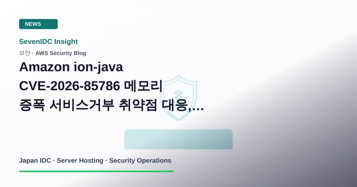 AWS Security Blog, Amazon ion-java, CVE-2026-85786 관련 기술 이미지